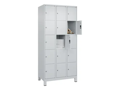 lockerkast,HxBxD 1950x900x500mm,3x5vakken,vak B 300mm,cil.-slot,voeten
