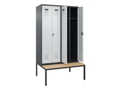 locker met bank,voor scheiding van kleding,HxBxD 2120x1200x815mm,4vak