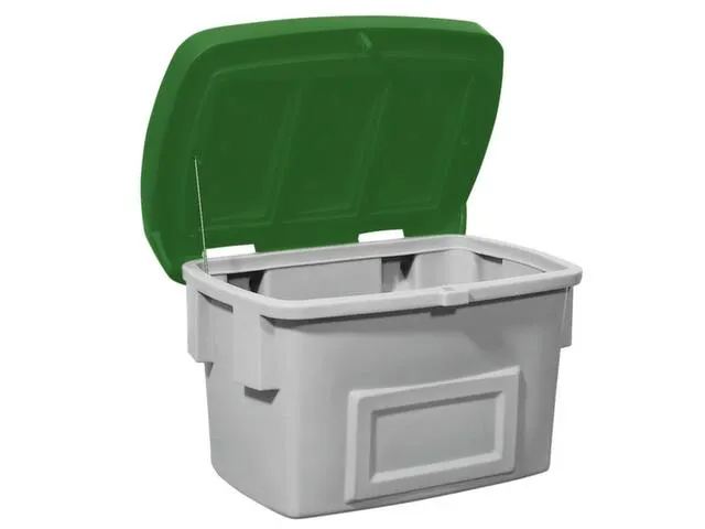 strooigoedbak,200l,HxBxD 665x975x705mm,PE,grijs,deksel groen
