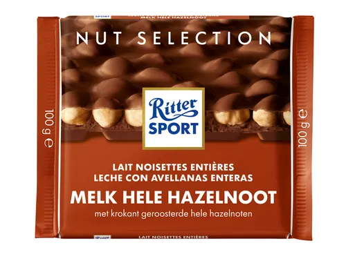 Chocolade Ritter Sport melk-hele hazelnoot 100gr