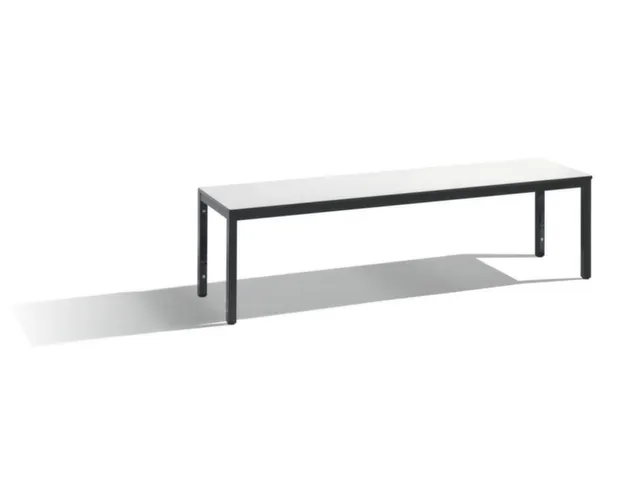 omkleedbank,HxLxD 401x1500x353mm,HPL wit,frame staal RAL7021