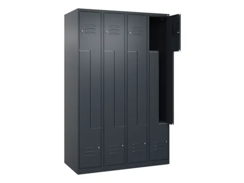 Z-garderobekast,HxBxD 1850x1200x500mm,vak B 150/300mm,cil.-slot