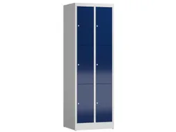 Lockerkast 1800x590x500mm 2x3 vakken cilinderslot, sokkel, RAL5010