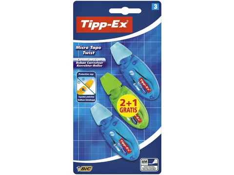 Correctietape Tipp-Ex micro twist 5mmx8m blister 2+1 gratis