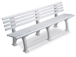 Kunststofbank 740x2000x380mm Zit H 440mm 9 Latten 3 Pootstellen Wit