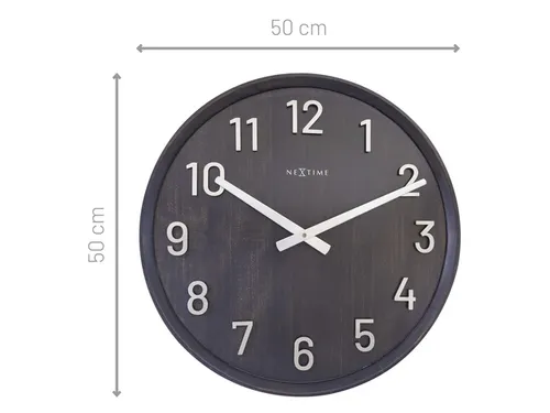 Grote wandklok - 50cm- Stille klok - Walnoot - zwart - NeXtime "Precio