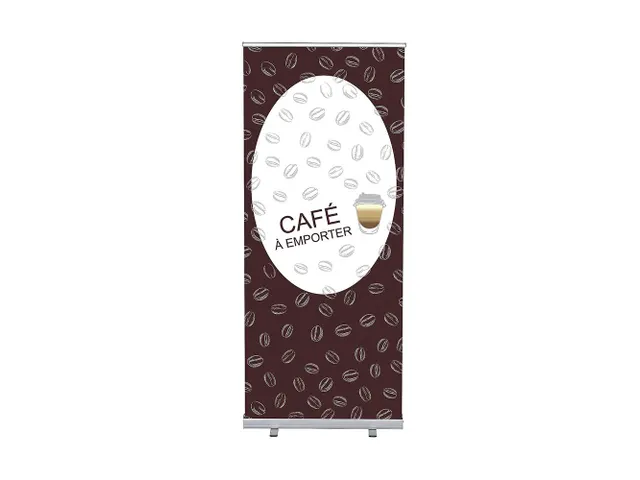 Roll-Banner 85x200 complete set met print "Café à Emporter"