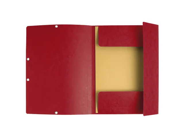 Elastomap 3 kleppen glanskarton 400g/m2 A4-Kersenrood