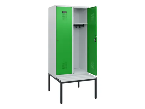 locker met bank,HxBxD 1950x800x815mm,2vak,vak B 400mm,cilinderslot