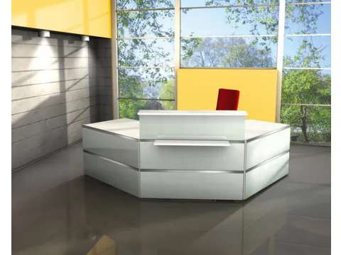 Balie Compleet 2500x2500mm Met 2 Hoeken Tassenplank Glazen Front Wit