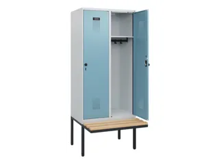 locker met bank,HxBxD 1950x800x815mm,2vak,vak B 400mm,draaigrendel - 1