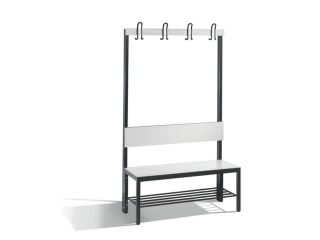 omkleedbank,HxLxD 1650x1000x407mm,HPL wit,frame staal RAL7021