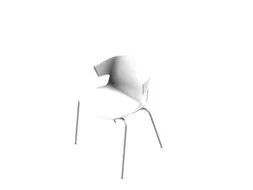 Bezoekersstoel Kunststof Kuip Wit Frame Met 4Poten Aluminium
