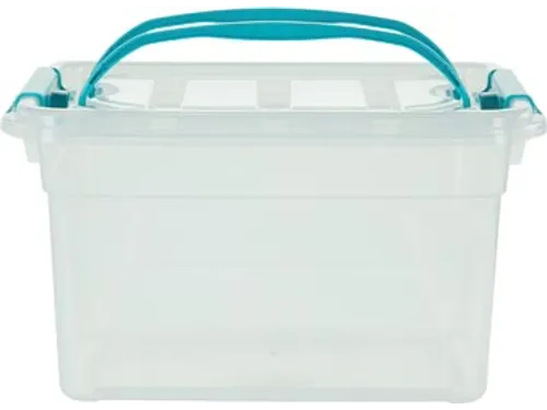 Carry Box opbergdoos 13 liter transparant met blauwe handvat