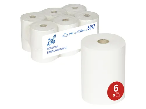 Handdoekrol Scott Slimroll 1-laags 190m wit 6697