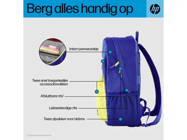 HP Campus 15.6 inch Notebook Backpack Blauw/Geel 7J596AA