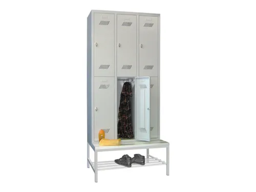 banklocker,dubbeldeks,HxBxD 2150x900x800mm,RAL7035,front RAL7035