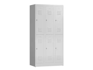 Dubbeldekse garderobekast 1800x870x500mm 3x2vak klink RAL9003 - 1