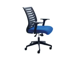 Bureaustoel,Synchroonmech.,M. Armleuningen,Zitting Schuimstof Blauw
