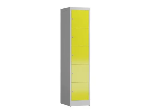Lockerkast 1800x415x500mm 1x5 vakken cilinderslot, sokkel, RAL1018