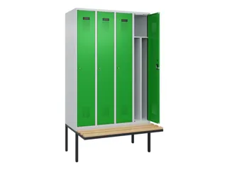 locker met bank,voor scheiding van kleding,HxBxD 2120x1200x815mm,4vak - 1