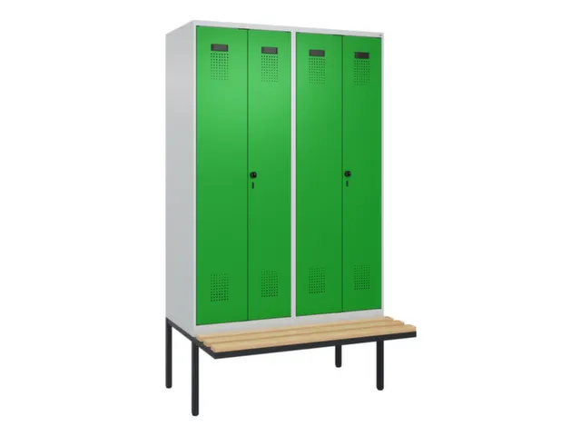 C-Plus-P PBM-locker met bank,HxBxD 2120x1200x815mm,4vak,vak B 300mm
