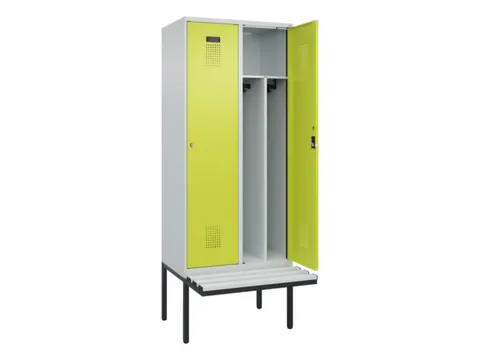 locker met bank,voor scheiding van kleding,HxBxD 2120x800x815mm,2vak