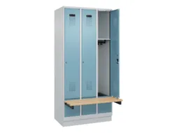 locker met bank,HxBxD 1950x900x815mm,3vak,vak B 300mm,cilinderslot