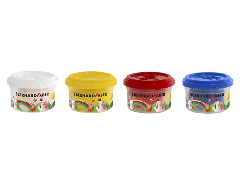 Kinderklei Eberhard Faber basic set 4 bekers á 50gr. Wit, geel,rood,