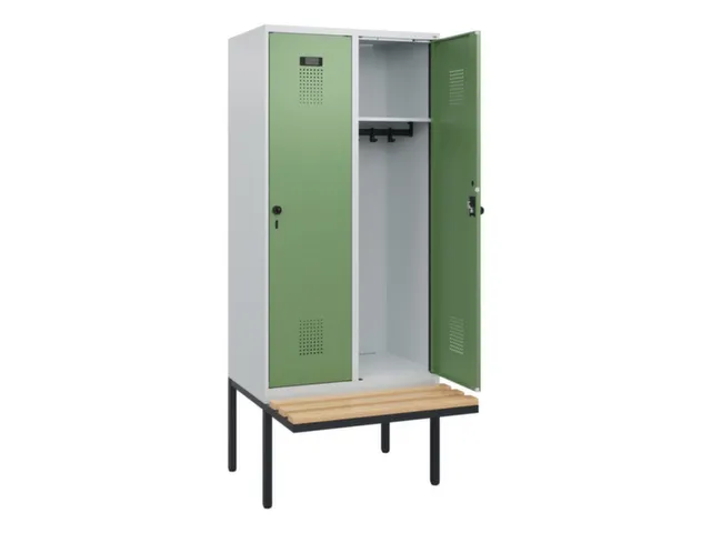 locker met bank,HxBxD 1950x800x815mm,2vak,vak B 400mm,draaigrendel