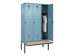 locker met bank,HxBxD 2120x1200x815mm,3vak,vak B 400mm,draaigrendel