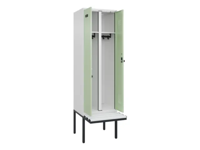 locker met bank,voor scheiding van kleding,HxBxD 2120x600x815mm,2vak