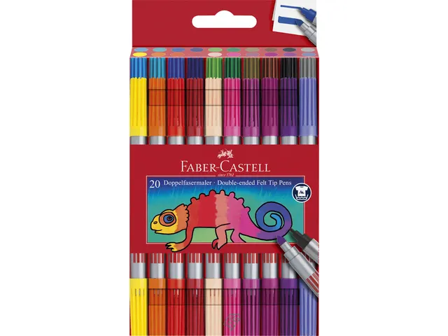Viltstift met twee uiteinden Faber-Castell kartonetui van 20