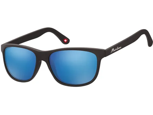 Zonnebril Montana met Revo blauw glas mat zwart