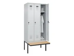 locker met bank,HxBxD 2120x900x815mm,3vak,vak B 300mm,draaigrendel