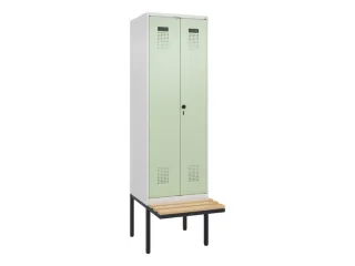 PBM-locker met bank,HxBxD 2120x600x815mm,2vak,vak B 300mm,draaigrendel - 2