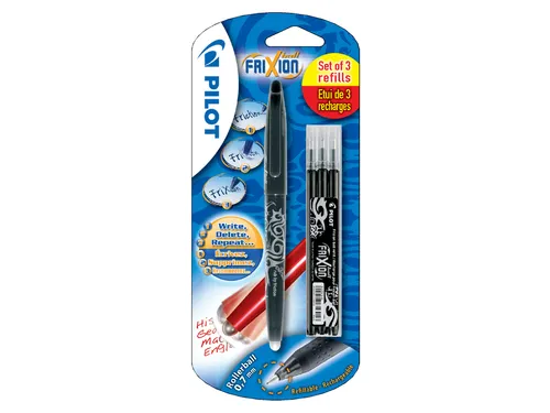 Rollerpen Pilot Frixion Ball 0.7mm BL-FR7 met 3 vullingen Zwart