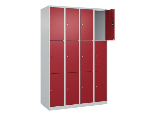lockerkast,HxBxD 1850x1200x500mm,4x3vakken,vak B 300mm,cil.-slot