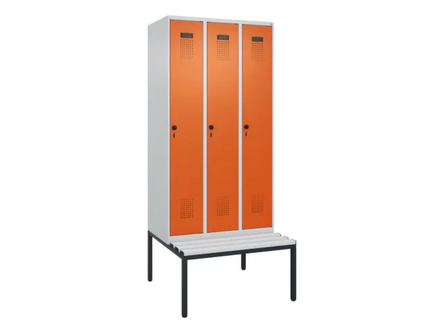 locker met bank,voor scheiding van kleding,HxBxD 2120x900x815mm,3vak