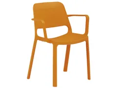 stapelstoel,4voeten,m. armleuningen,zitschaal PP oranje