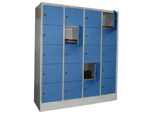 lockerkast,HxBxD 1850x1600x500mm,4x5vakken,RAL7035,front RAL5012