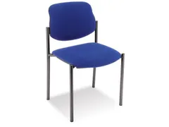 Bezoekersstoel,4Voeten Ronde Buis Zwart,Zitting Stof Blauw