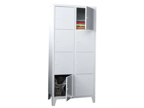 lockerkast,HxBxD 1850x800x500mm,2x4vakken,RAL7035,front RAL7035