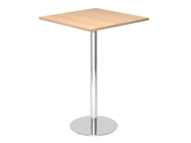table haute,HxlxP 1116x800x800mm,carré,pied à disque chrome,tube ron