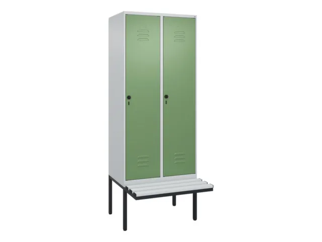 locker met bank,HxBxD 2120x800x815mm,2vak,vak B 400mm,draaigrendel