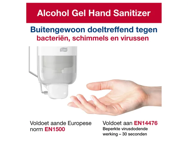 Alcohol gel Tork S1 voor handdesinfectie ongeparfumeerd 1000ml 420103