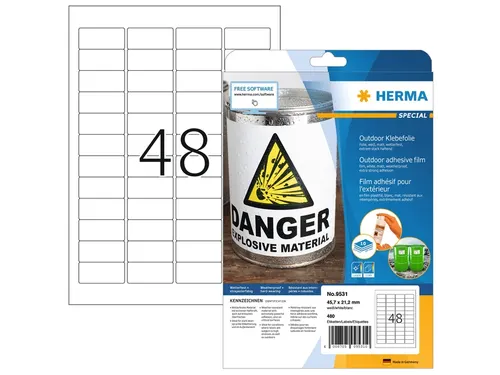 Etiket HERMA 9531 45.7x21.2mm weerbestendig 480 stuks