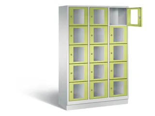 Lockerkast 1800x1200x500mm 3x5 vakken Cilinderslot, Sokkel, RDS1108060 - 1