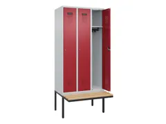 locker met bank,HxBxD 2120x900x815mm,3vak,vak B 300mm,cilinderslot
