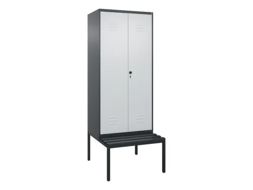 PBM-locker met bank,HxBxD 2120x800x815mm,2vak,vak B 400mm,draaigrendel